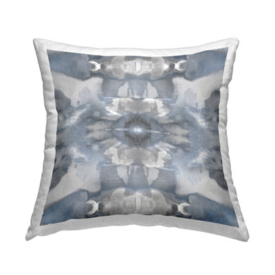 Symmetrical Grey Blue Pattern Printed Throw Pillow Design By Ellie Roberts