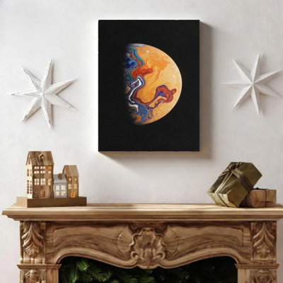 Canvas Art Wall Decor Swirling Marble Planet Orange Tone 16 x 20 Inches