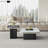 Nesting Tables Set of 2, Square Coffee Table with Black Wood Base, Stone Side Table
