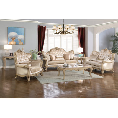 Monique 3 Piece Polyester Living Room Set