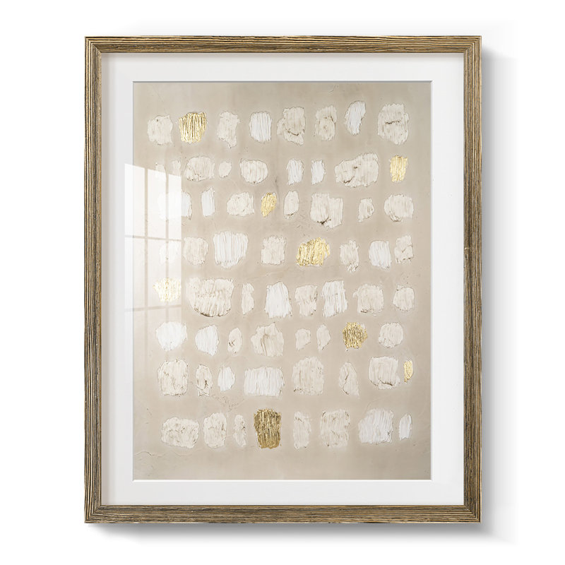 Pavé embelli I, Papier avec cadre noyer, Blanc, H 20 po x l 16 po x P 1 po