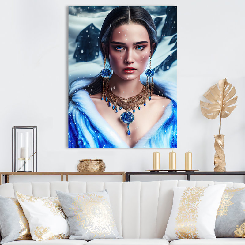 Décoration murale Archangel VI argenté et bleu, H 20 po x l 12 po x P 1 po