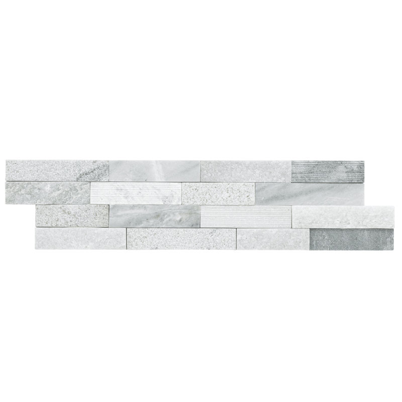 Stonecrest 6 in. x 24 in. Multi Finish Natural Stone Ledger Panel Corner Wall Tile, Glacier Gris