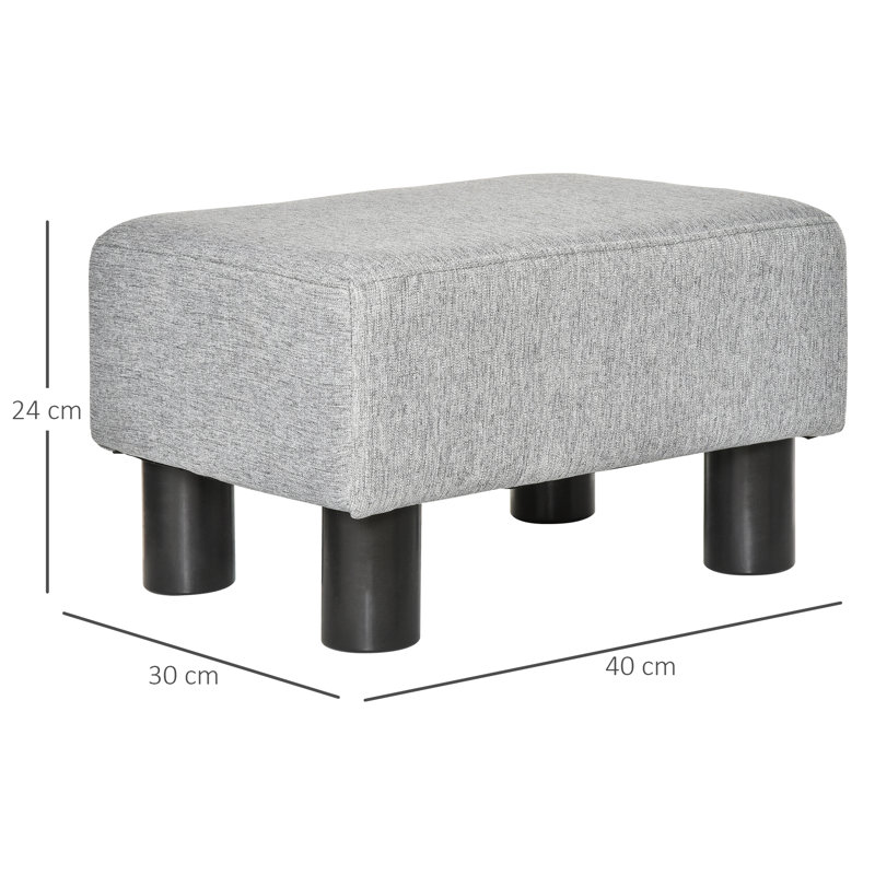 Mabel 40cm Wide Rectangle Solid Colour Standard Ottoman, Grey