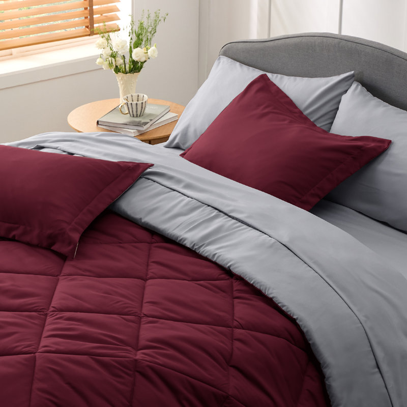 Ensemble d'édredon réversible Best vendeur, Édredon surdimensionné pour grand lit et 4 pièc, Bleu