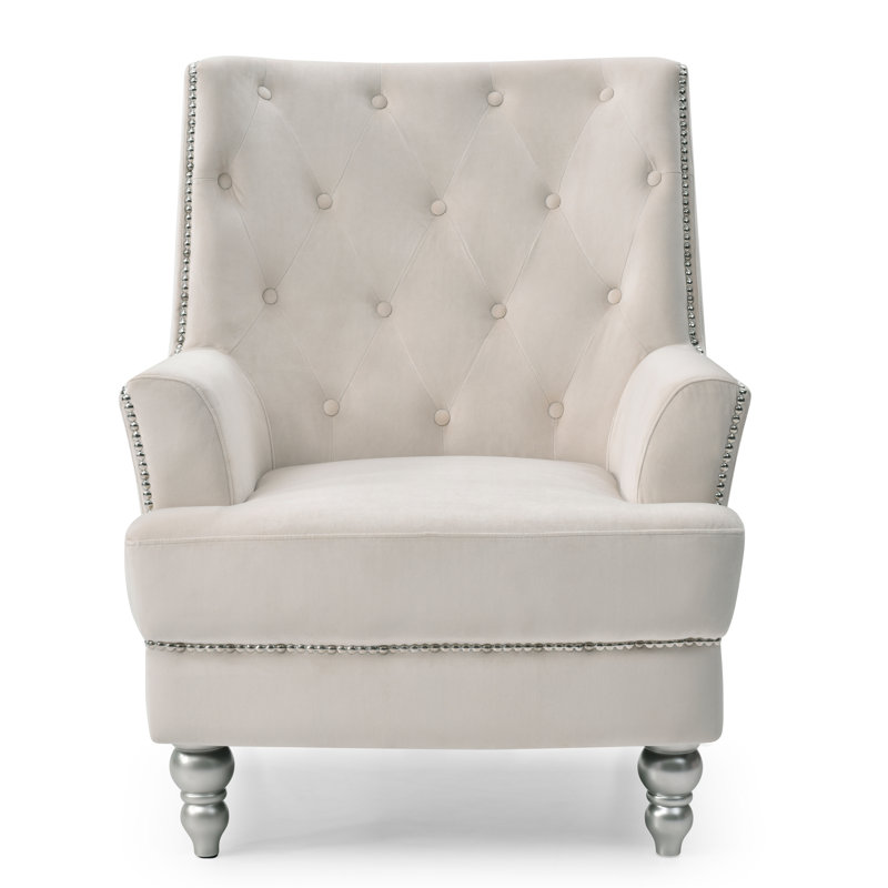 Zaria Velvet Armchair, Ivory