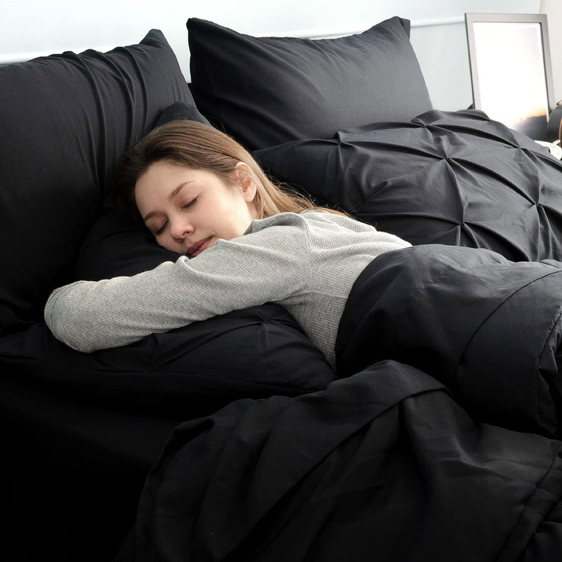 Black Microfiber Full Down Alternative Comforter Set