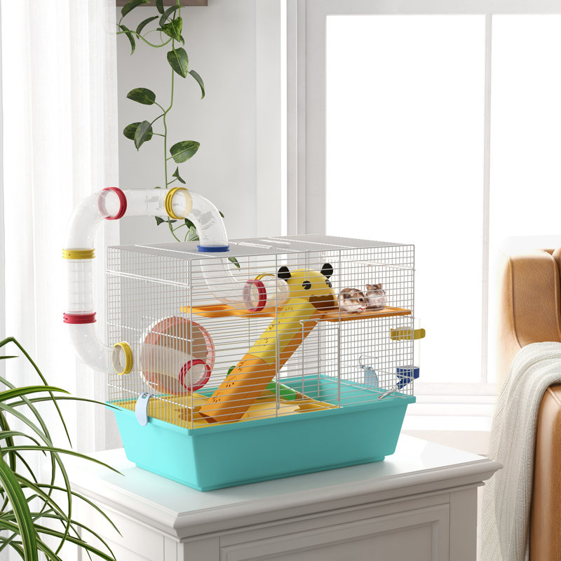 Cage à hamster pour hamster nain, gerbille avec tunnels, bouteille d'eau