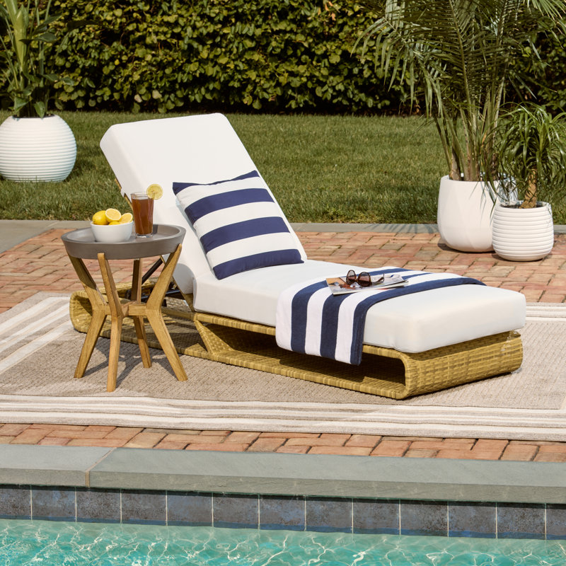 Chaise longue Tullahoma, Naturel, Blanc