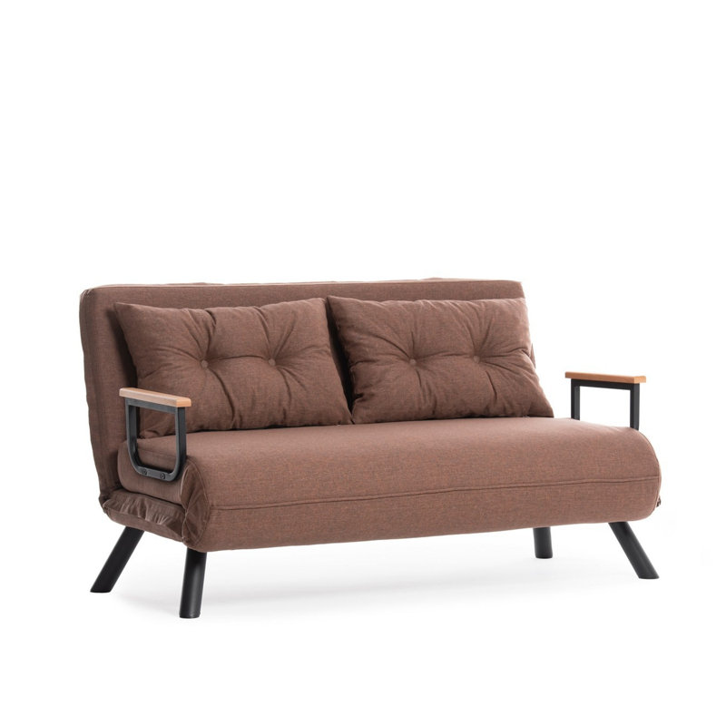 Allinson 133cm Upholstered Convertible Sofa, Light Brown