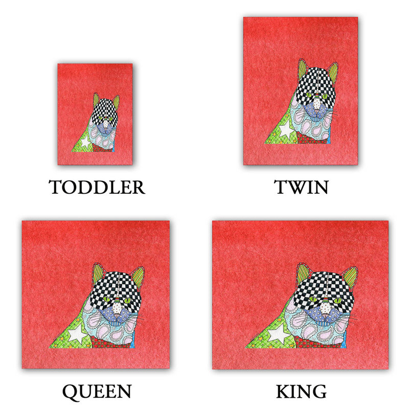 Ensemble de housse de couette pour chat, 1 housse simple + 1 taie standard, Rouge / Noir / Vert