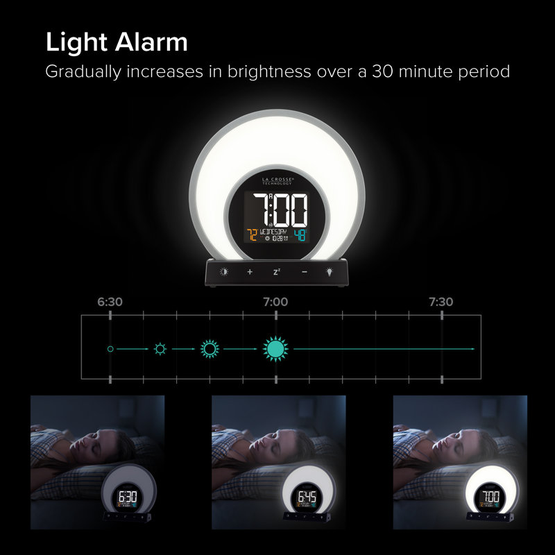 Soluna-S Light Sunrise Black LCD Alarm Clock With Temp