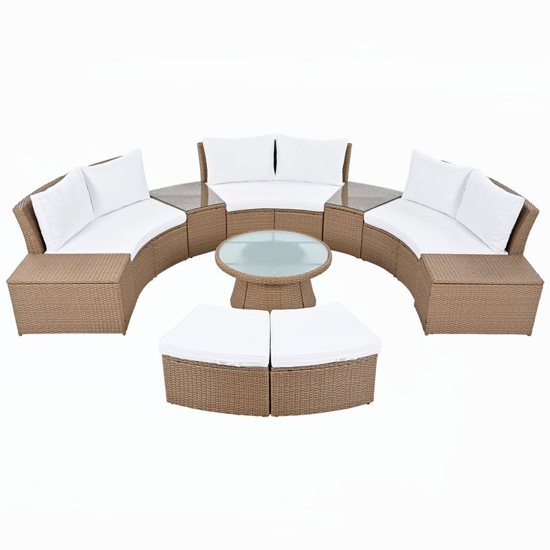 Patio Dining Sets, White/Natural Wood