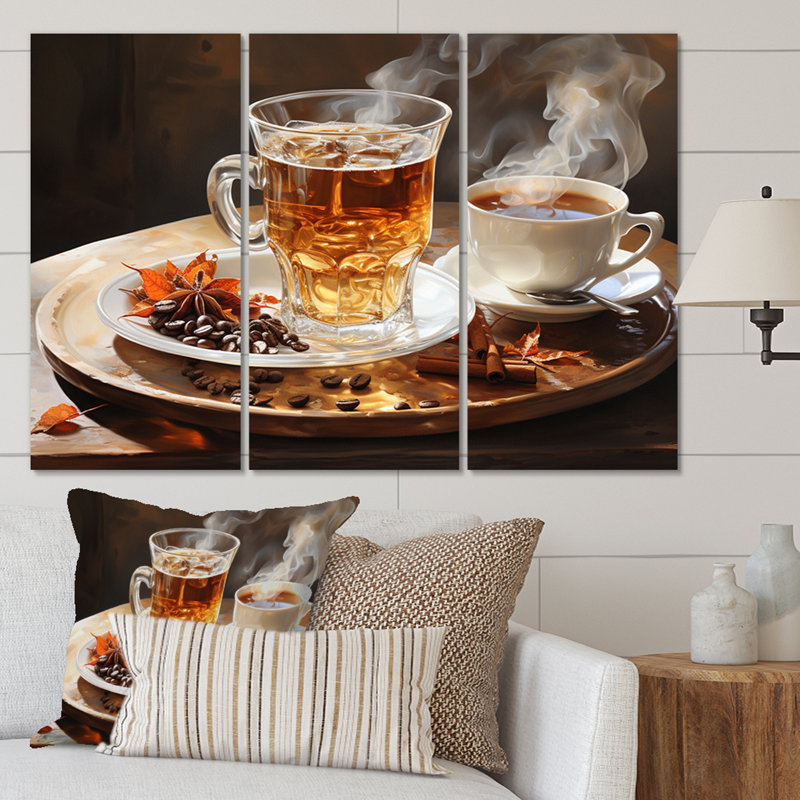 Cuban Coffee Brown II - ensemble de 3 reproductions sur toiles tendues, H 28 po x l 36 po x P 1 po