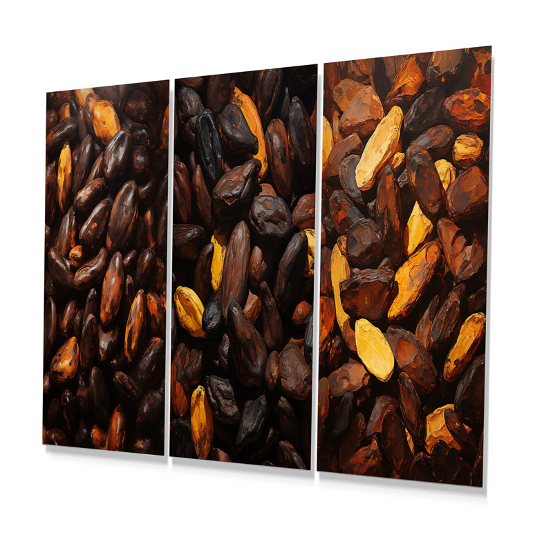 Cacao rôti rêverie - ensemble de 3 reproductions d'art en métal cacao, H 28 po x l 36 po