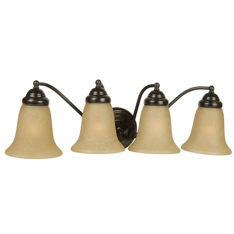 Éclairage pour meuble-lavabo 4 lumières Godines, Bronze huilé, Blanc
