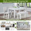 6 Piece Wooden Dining Table Set, Wooden Dining Table With 4 Upholstered Chairs And Bench For 6 People, Rectangular Dining Table Set With Crystal Decoration For Kitchen, Dining Room, White-1829778811
