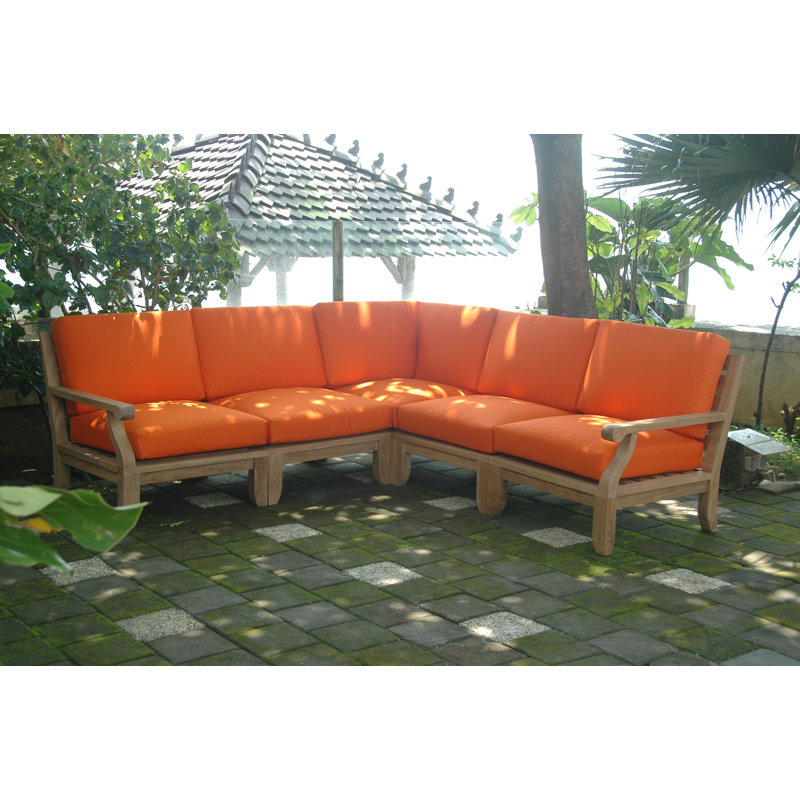 Ensemble de conversation modulaire en teck 5 pièces Gatsby Luxe