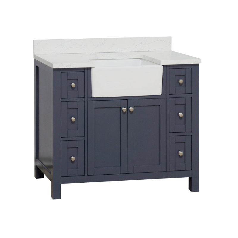 Meuble-lavabo simple l 42 po Yorkshire, Gris marine