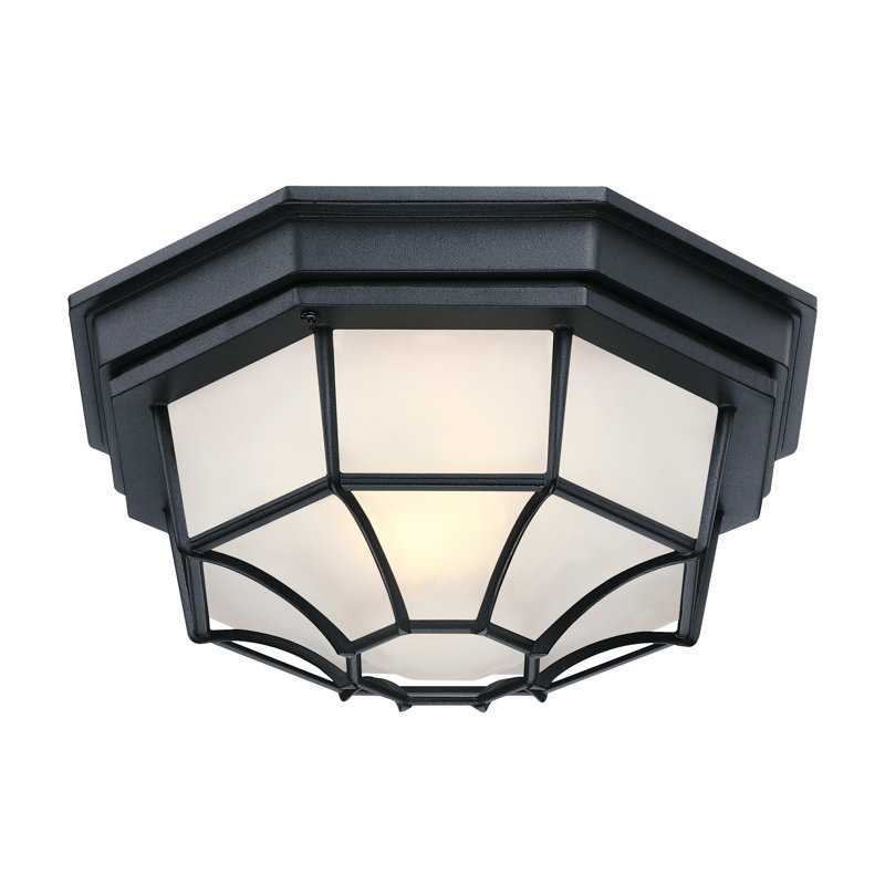 8.5 in. 1-Light Ceiling Mount Light Fixture With Frosted Glass with Matte Black Finish, Matte Black