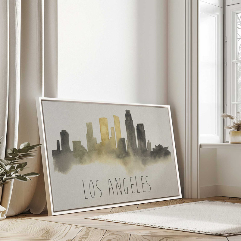 Los Angeles silhouette brillante, Or poli, H 8,75 po x l 12,75 po, Cadre flottant