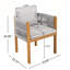 Ensemble de 2 chaises d'extérieur en bois d'acacia avec poignées en corde grise et coussins gris lavables et imperméables