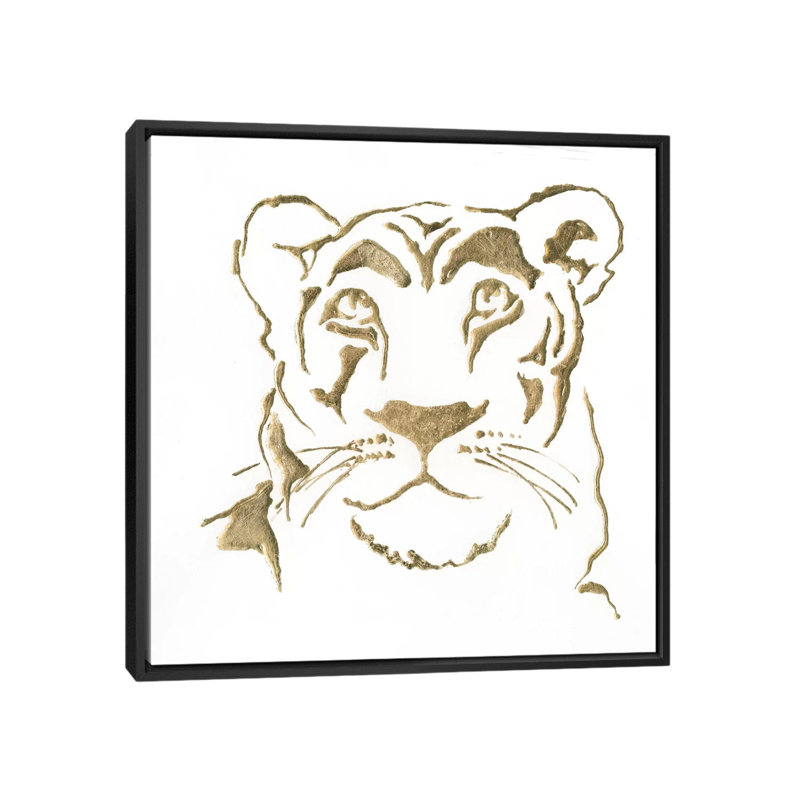 « gilded lioness », impression sur toile, H 37 po x l 37 po x P 1,5 po, Toile avec cadre noir, Pas de tapis