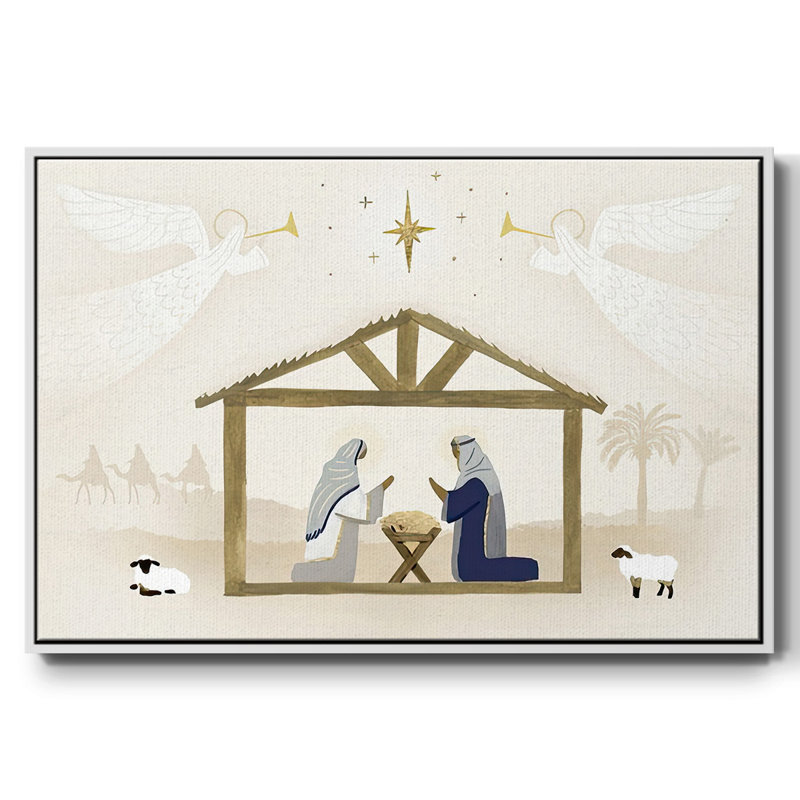 Away In A Manger Collection A, H 27 po x l 41 po x P 1,5 po, Cadre flottant blanc