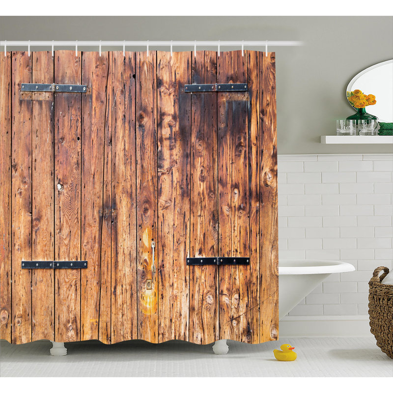Rideau de douche simple en t ? mber planches, H 84 po x l 69 po
