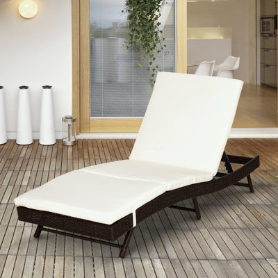 Chaise longue avec dossier réglable à 5 positions et coussin