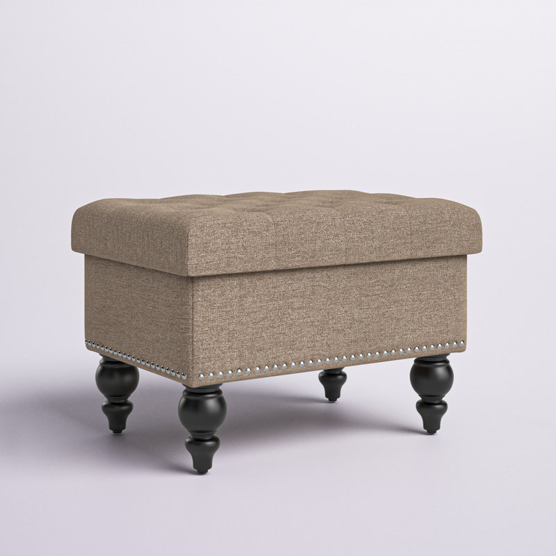 Abaza 25" Tufted Rectangle Storage Ottoman, Brown Revolution Performance Fabrics