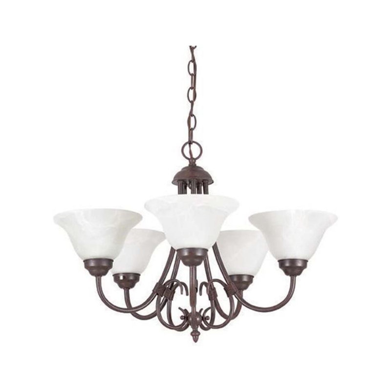 Luminaire suspendu bol 5 lumières Atifete, Bronze huilé