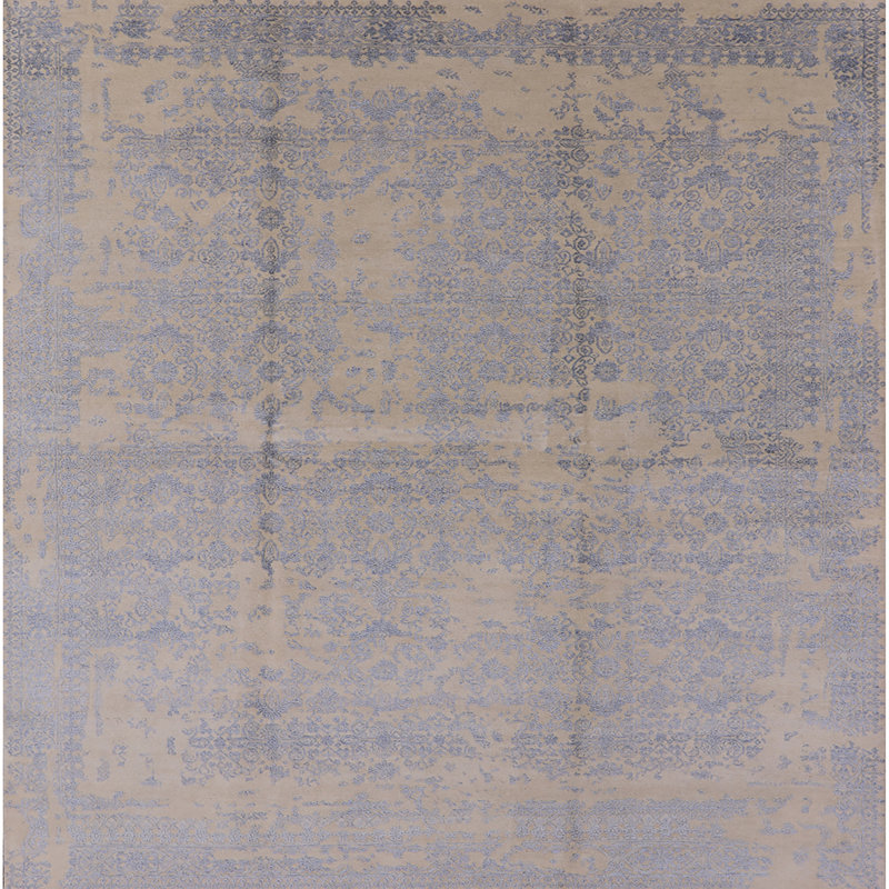 Tapis oriental bleu / beige, Carré 4 pi