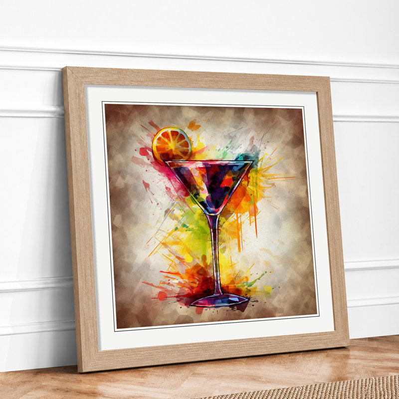 Cocktail Abstract Art No.2 - Framed Print, Oak