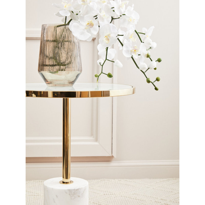 End Table, White/Gold