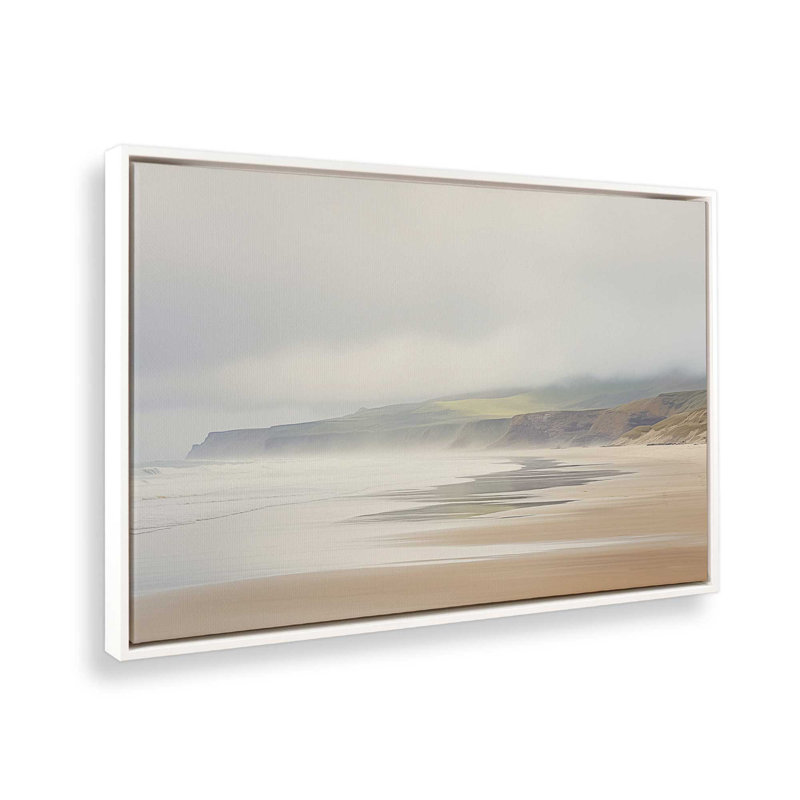 Impression sur toile Misty Shores, H 8,75 po x l 12,75 po x P 1,75 po, Cadre flottant blanc opaque