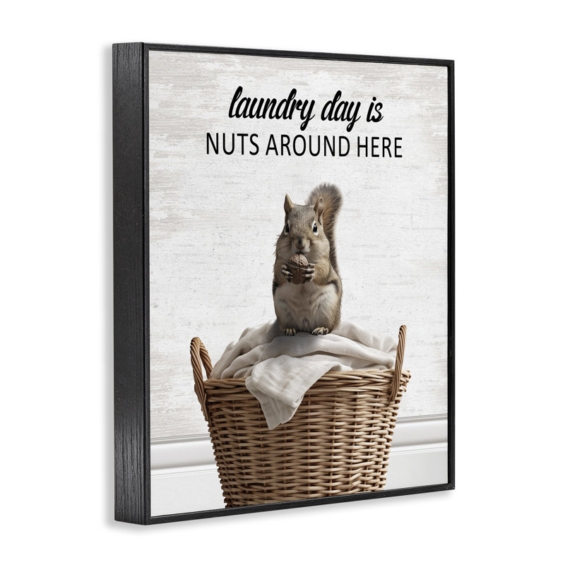«Funny Laundry Day Is Nuts», estampe numérique giclée par lettré et doublé, H 14 po x l 11 po, Giclée encadrée noir minuit