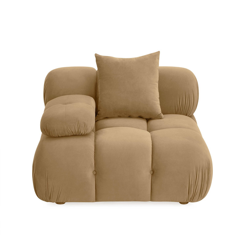 Chesnie Calliope Cafe Au Lait Performance Velvet Modular Corner Chair