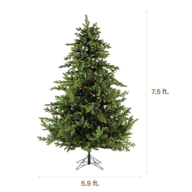 Foxtail Pine 7.5' Green Pine Artificial Christmas Tree, Pre-Lit, 7.5ft