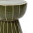 Round Patio Side Table with Linear Pattern, Olive Green Sculptural Accent Table