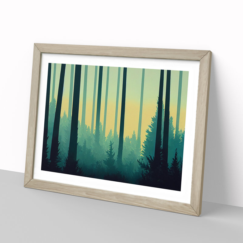 Spring Forest Art Deco Vol.2 - Framed Print, 25cm H x 34cm W x 2cm D, Oak Framed
