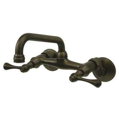 Kingston Brass Kingston Double-Handle 2-Hole Wall-Mount Bridge Kitchen Faucet