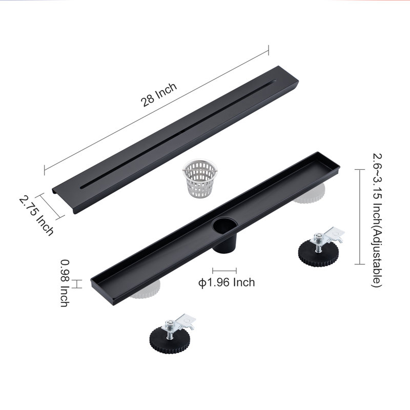 Grille linéaire de 28 po de largeur, Noir mat