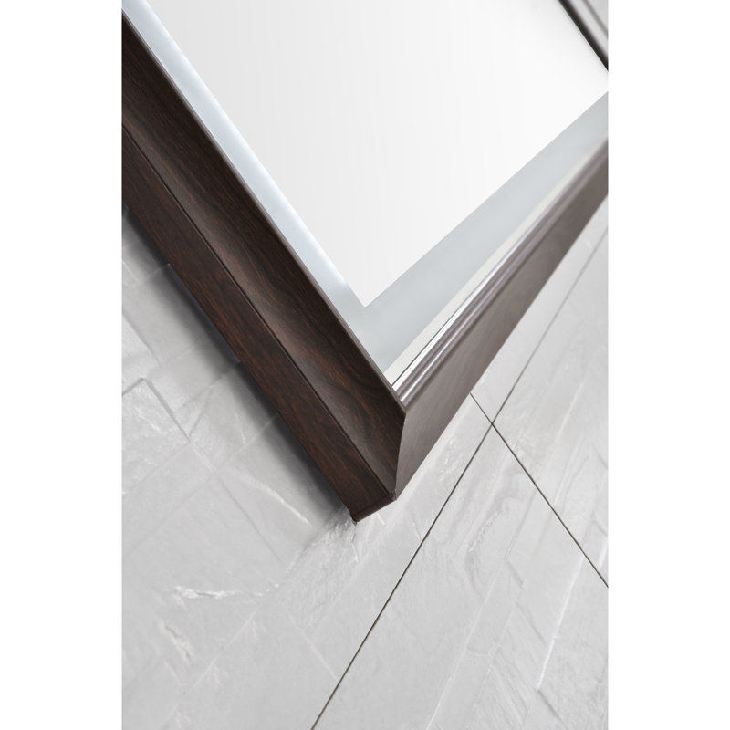 Miroir de salle de bain à DEL avec contrôle intelligent - Multifonctionnel, Commutateur de température de couleur, Désembuage rapide, Brun, Aluminium, Hauteur 1,5, Multifonctionnel à DEL 21,1 lb,