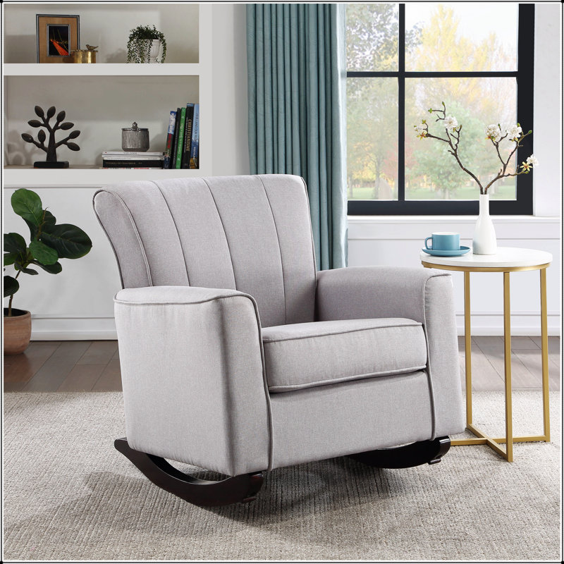 Light Grey Rocking Chair With Track Arm