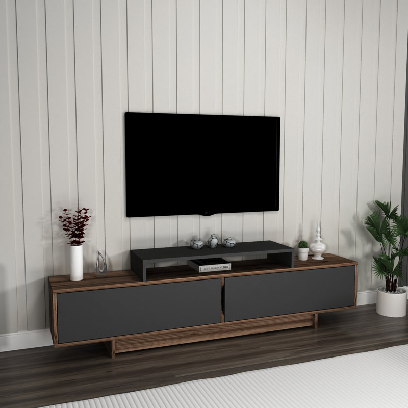Damare TV Stand, Light Walnut/Anthracite