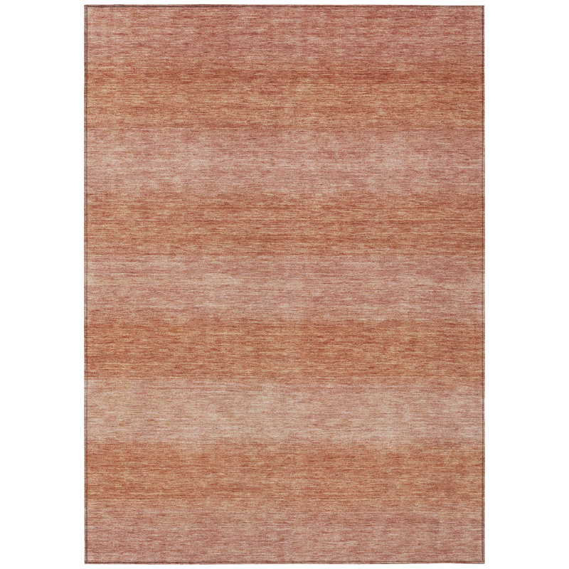 Machine Washable Indoor/Outdoor Xhevrie Terracotta Rug, Rectangle 10' x 14'