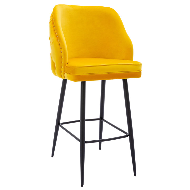 Entrada Upholstered Counter Stool with Metal Frame, Yellow