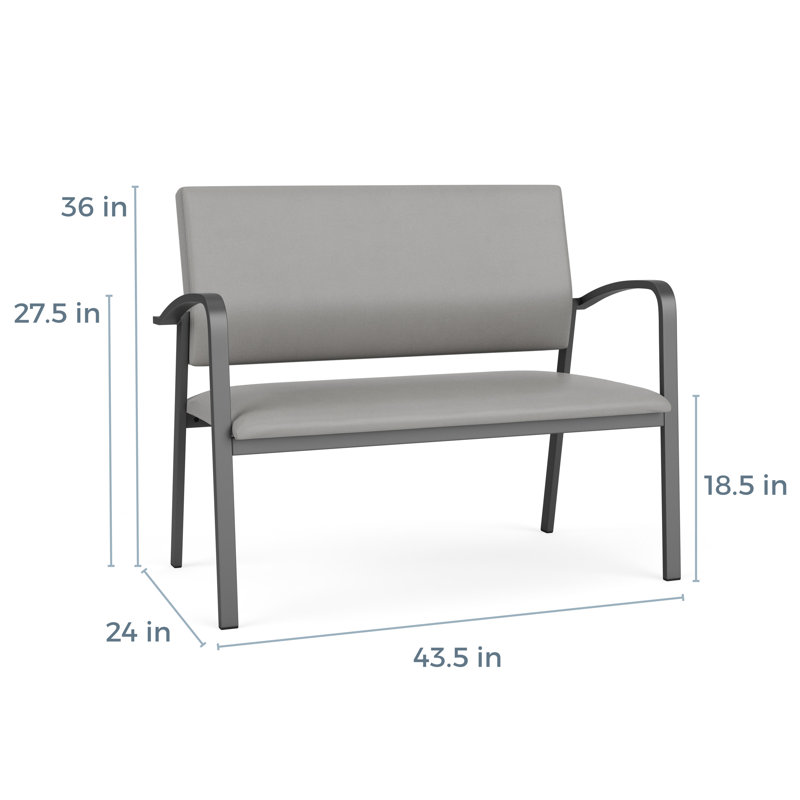 Newport Waiting Reception Loveseat Metal Frame, Patriot Plus Imperial Blue - Wipe Clean Vinyl, Bronze