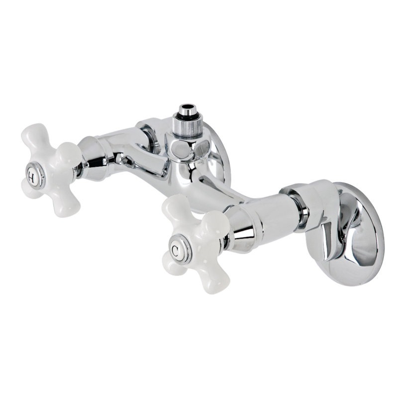 Kingston Brass Vintage Wall-Mount Tub Filler Faucet with Riser Adapter, Polished Chrome